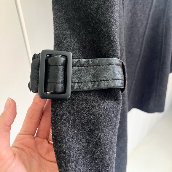 Nicole Benisti Wool Swing Peacoat Button Grey Long Unique Designer Women Medium - Picture 6 of 13